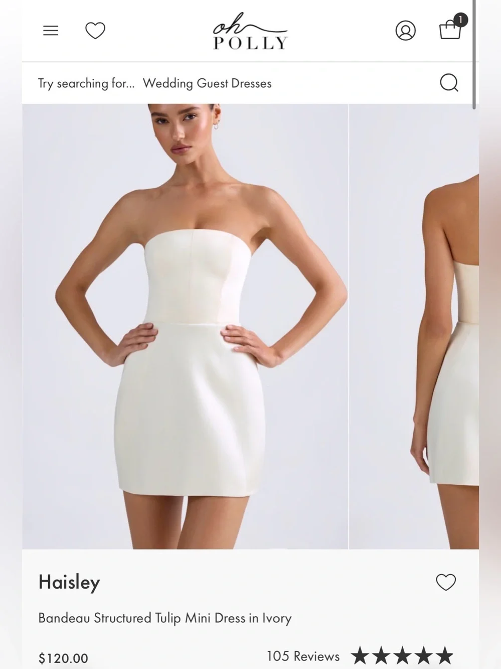 Oh Polly Haisley Bandeau Structured Tulip Mini Dress in Ivory